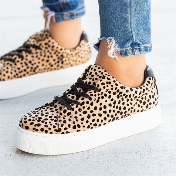🍭 Mix & Match 2/$75 🍭 Qupid Chic Spotted Leopard/Cheetah Platform Sneaker - Picture 3 of 6